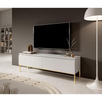 Meuble TV - BEMMI - 150 cm - blanc avec pieds dorés