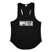 Muscleguys Vyriški vasariniai raumenų sportiniai treniruokliai, treniruokliai, kvėpuojantys berankoviai sporto salės bėgimo treniruočių liemenės, tinklinės spalvos M juoda