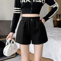 Autumn Winter Woolen Wide-leg Shorts for Women Casual High-waisted A-line Shorts Black Brown Vintage Korean Fashion Lady Clothes S juoda