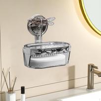 -Suction Cup Soap Box, Dish, Sponge Holder, Dish for Toilet, Bathtub pilka spalva