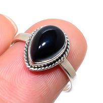 Natural Black Onex Gemstone Handmade 925 Sterling Silver Jewelry Ring S.8 E4c40