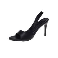 2024 2024 Summer Thin High Heels Women Sandals Concise Elegant Genuine Leather Party Office Lady Ankle Strap Shoes Woman Basic New 36 juoda