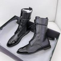 Soft Leather Women Short Boots Vintage Anti-slip Rubber Bottom Versatile Short Boots Women Lace-up Round Toe Boots 35 juoda