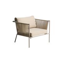 Kreminės spalvos/taupe spalvos metalinis/paminkštinto audinio sodo krėslas Zivia – Kave Home