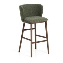 Tamsiai žalios spalvos iš audinio baro taburetė (sėdynės aukštis 75 cm) Ciselia – Kave Home