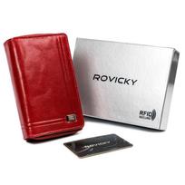 Vertical women's buffalo leather wallet, snap closure, RFID - Rovicky