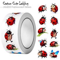 1 Roll (500 pieces) of irregular cartoon ladybug stickers 1pcs įvairiaspalvis