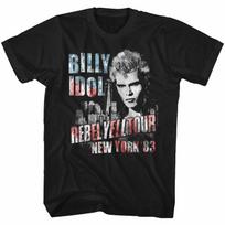 Billy Idol NY '83 Flag-ish Black Adult T-Shirt 2XL