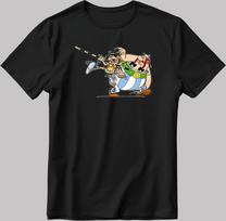 Asterix and Obelix, Famous Characters Figure, Short Sleeve White-Black Men's / Women's T-Shirt L390 S