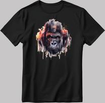 Gorilla Figure Short Sleeve White-Black Men's / Women's T-Shirt N572 S