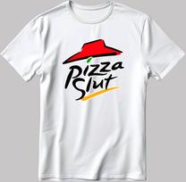 Funny Parody Pizza Shirt, Short Sleeve White-Black Men's / Women's T-Shirt K1111 M
