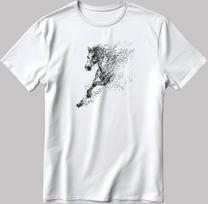 Horse Figure Short Sleeve White-Black Men's / Women's T-Shirt K094 4XL