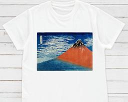 Ukiyo-e Red Fuji T-Shirt, Japanese Woodblock Art Tee 2XL