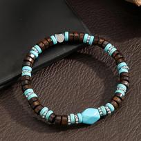 Bohemia Black Gallstone Wood Beads Bracelet INS Green Imitation Natural Stone Men Bracelet Retro Jewelry Trendy Accessories sidabras