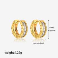 Minimalist Lava Textured Tiny Round Circle Hoop Earrings Waterproof Classic Inlaid Square Small Zircon Ear Buckles Punk Jewelry