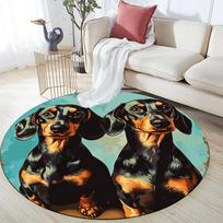 Corgis pattern round rug,Carpet Rug for Living Room Bedroom Playroom ,Non-slip Floor Mat,Holiday Gifts and Birthday Gifts. 80cmx80cm