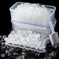 Quanshi Ice Mold Ice Cube Tray, Ice Storage Box, Ice Cube Mold, Freezer Box, Frozen Ice Block Ice Cream Mold, 2 Layers, 72 Grids