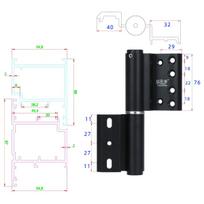 Xingfa Modern Heavy Duty 55 Soft Aluminum Pivot Hinge 45 KG Matte Black Up-Down Adjustable 180 Degree Soft Close Casement Glass