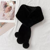 Double-Sided Eco-Friendly Rex Rabbit Fur Scarf Winter Real Fur Collar and Muffler Multifunction for Girls juoda