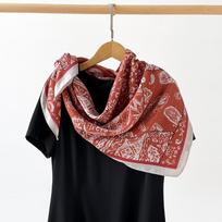 90cm Paisley Print Herringbone Scarf Retro Red Elegant Floral Design Elegant Herringbone Shawl With Wool Hand Feeling