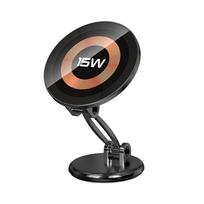 15W Car Magnetic Wireless Charger Holder 360 Rotation Metal Adjustable Angle in Car Stand For Iphone 15 14 13 12 Pro Max Samsung