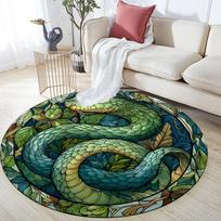 Snakes & Green Dragons pattern round rug,Carpet Rug for Living Room Bedroom Playroom ,Non-slip Floor Mat,Holiday Gifts and Birthday Gifts. 80cmx80cm