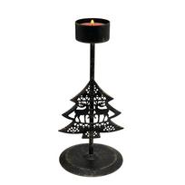 Dongqun Golden Luxurious Iron Christmas Tea Light Candle Holder Heat Resistant Home Decoration (Black,Medium) juoda