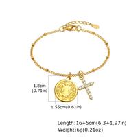 Stainless Steel Virgin Mary Saint Benedict Medal Zircon Cross Bracelet,Women's Rosary Bracelets, Religious Jewelry