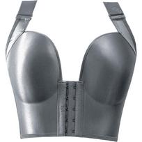 Sexy Plus Size Lingerie Front Buckle Back Button 7 Rows of Buttons Adjusted To Collect Bylocks Without Steel Ring Bra Thin E 34/75CDE gray