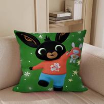 B-Bing Cartoon RabbitS Maple Design Cushion Cover Happy Autumn Harvest Decor Holiday Decorati Pillow Cover 16x16Inch