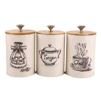 3Pcs/Set Retro Home Tea Time Kitchen Coffee Tea Sugar Container Jars Tin Metal Jar for Office Home Restaurant Tea Room Storage balta
