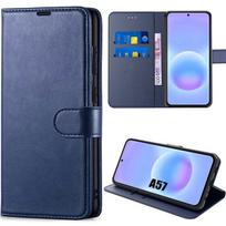 Case for Samsung Galaxy A57 5G, Shockproof Scratch-Resistant Synthetic Leather Flip Protection Dark Blue mėlyna