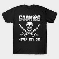 Men Black Print T-shirt Goonies No-Cut Transfer Paper Print Cotton Tshirt XL juoda