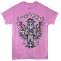 Guns N Roses Winged Crosses Neon Purple Heather T-Shirt 2XL gray