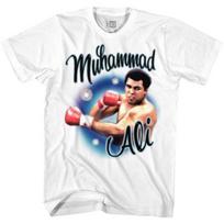 Muhammad Ali Airbrush Punch White Adult T-Shirt S