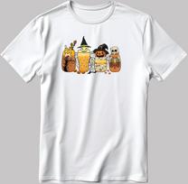Halloween Horror Pumpkin Scream Beverages Short Sleeve White-Black Men's / Women's T-Shirt E109 S
