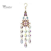 Translucent Crystal Chime Silver Wind Suncatcher, Star Moon Heart Prism Hanging Metal Ornament, Rainbow Light Catcher Decor for Window Patio Kids Room A