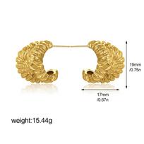 316L Stainless Steel Lava Textured Wide C-shape Hoop Earrings for Women Waterproof Hypoallergenic Statement Ear Jewelry Stylish