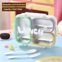 Leakproof Bento Lunch Box 3 Compartment Food Grade 304 Stainless Steel Food Container for Kids School Office Worker Meals 1