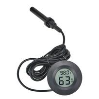 Mini Digital Thermometer Hygrometer with 1.5M Cable Round Shape Temperature Humidity Meter for Reptile ±1°C