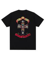Guns N Roses Vintage Graphic Tee Rock Band Crew Neck Casual Streetwear Tops S