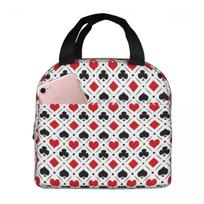 Playing Card Suits Symbols Poker Insulated Lunch Bag for Women Kids Leakproof Food Boxes Thermal Lunch Box Tote One Size