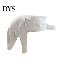Dekoratyvinė katės figūrėlė lentynai 3D spausdinta tingi figūrėlė, miegantis kačiukas stalo dekoras, miela gyvūno statulėlė namų biurui, dažoma DIY balta matinė balta