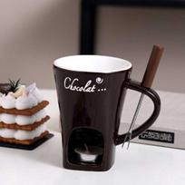 130ML Sweet Chocolate Fondue Cup,Creative Ceramic Mug for Home Party,Chocolate Cheese Melting Supplies with Fork for Kitchen 1PCS kava