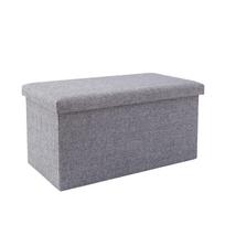 Space-Saving Linen Fabric Clothing Storage Ottoman Bench Foldable Seat Footrest Shoe Bench End of Bed Storage Stool With Lid (as the picture,16L 25*25*25cm)