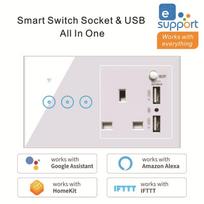 Tuya/Ewelink 1/2/3 Gang Multi-function WiFi Smart Switch Socket USB Integrated Wall Switch Work With Google/Alexa 1 gang Tuya&Uk Standard balta