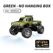 1/64 RC Car 2.4G Remote Control Mini Speed Off-road Climbing Car Alloy Desktop Vehicle with LED Light Toy for Kids Small Gifts žalia