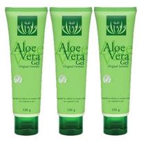 3 tubes Aloe Vera 99.5 % pure, gel 120 ml Moisturizing skin care for burns, eczema, insect bites, suitable for all skin types