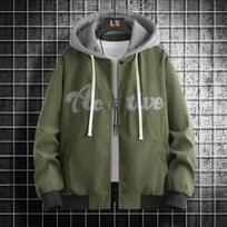 Men's Winter Jacket Sweater Casual Joker Men's Loose Teenage Cardigan Baseball Coat S žalia