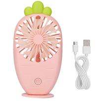 Mini USB Fan Rechargeable Portable Small Tabletop Fan Cute Carrot Shape for summer (pink)